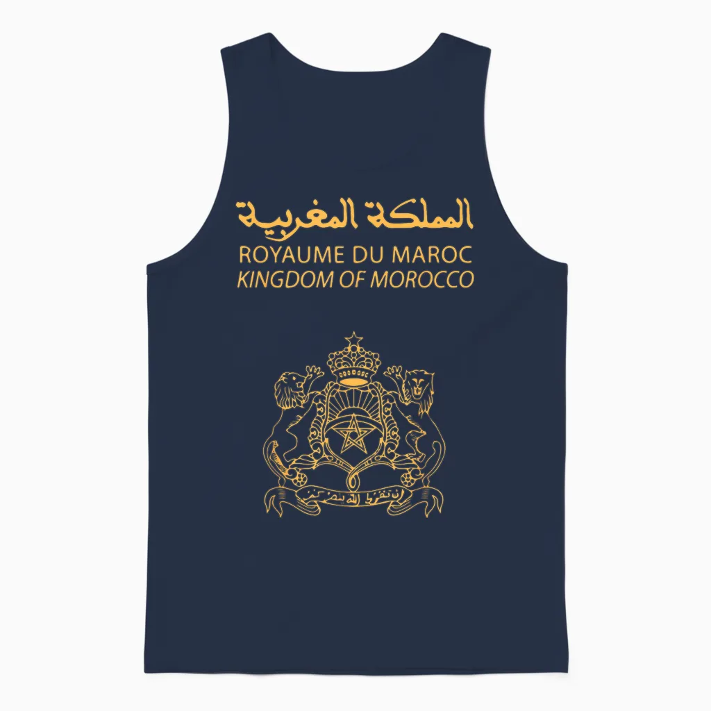 Morocco Passport Stamp Tee Logo Travel Amateur Clothing T-Shirt, Black, S Unisex Tank Top in Navy