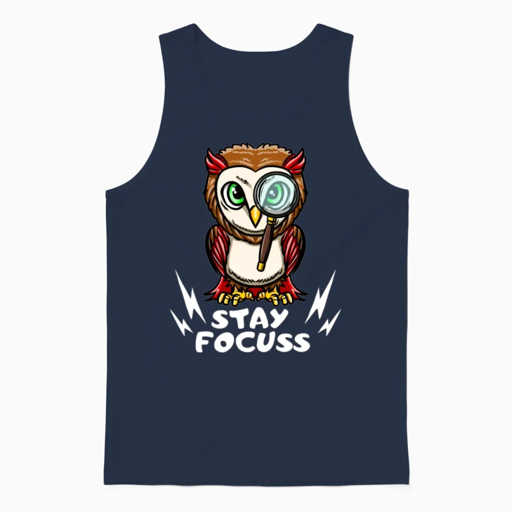 Stay Focus Unisex Tank Top in Navy