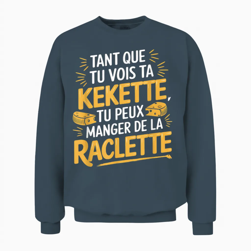 Raclette Fan Men's Father's Day Original Humour T-Shirt, Black, S Unisex Sweatshirt in Dark Heather