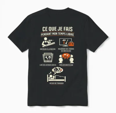 Bricolage Cadeau Homme Bricoleur Humour Temps Libre Travaux Unisex T-Shirt - Black