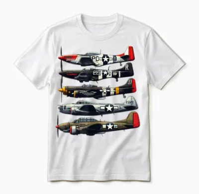 Ww2 Warplanes B-17 P51 Mustang F4u Corsair P40 Warhawk Unisex T-Shirt - White