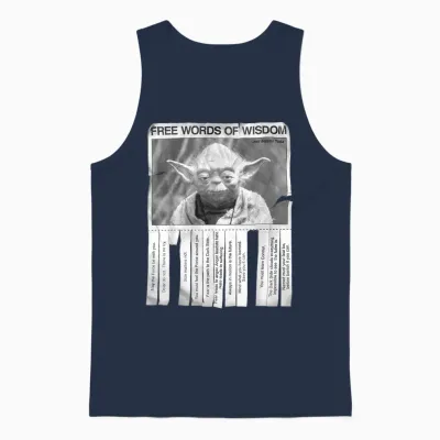 Star Wars Yoda Free Words of Wisdom Flyer T-Shirt, Black Unisex Tank Top - Navy