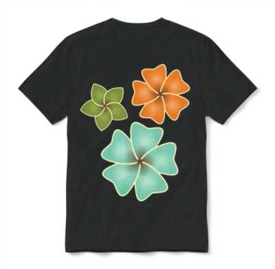 Retro Flowers Unisex T-Shirt - Black
