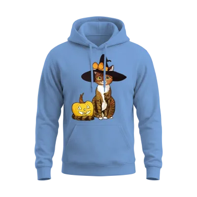 Funny Cat Halloween Unisex Hoodie - Carolina Blue