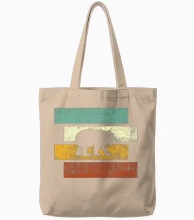Bear Retro Tote Bags - Natural