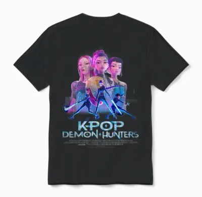 Kpop Demon Hunters Huntrix Billboard Officially Licensed Unisex T-Shirt - Black