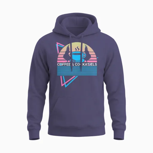 Coffee & Cockatiels Retro Unisex Hoodie - Heather Sport Dark Navy