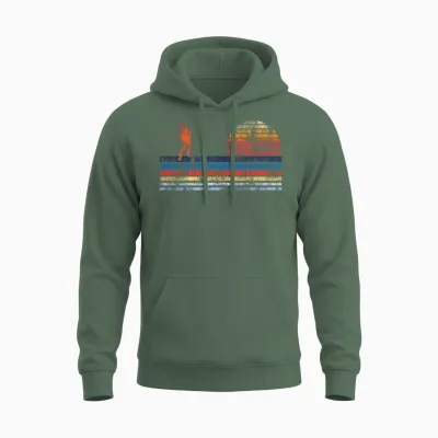 Saxophone Retro Vintage Unisex Hoodie - Military Green