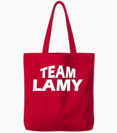 Funny Team Lamy T-Shirt, Black Tote Bags - Red