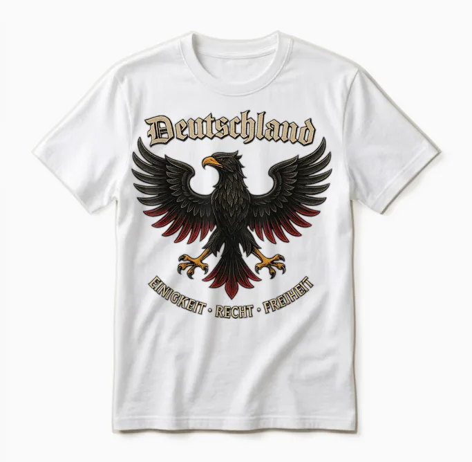 T-Shirt with German Eagle Retro Unity Right Freedom Unisex T-Shirt in White