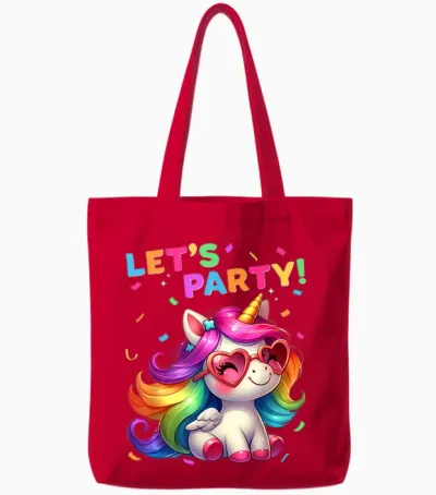 Unicorn Party Outfit Women Men Boys Girls Unicorn T-Shirt, Black Tote Bags - Red