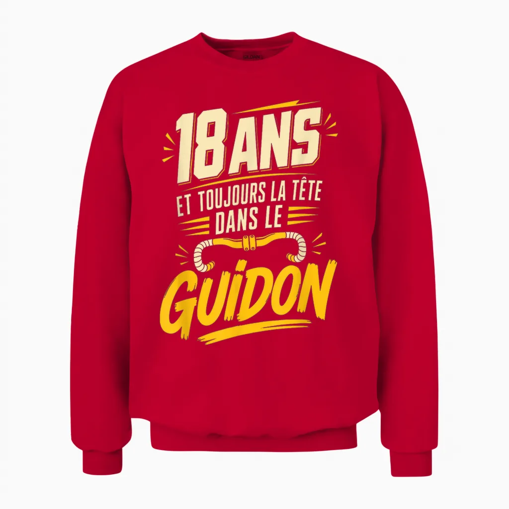 18 Ans Vélo Homme Humour Cycliste Cadeau Anniversaire Unisex Sweatshirt in Red