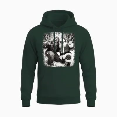 Santa with Bigfoot Christmas Lights Funny Sasquatch Believe Unisex Hoodie - Forest