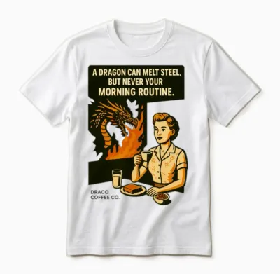 Dragon Melts Steel, Not Your Routine | Coffee Meme Unisex T-Shirt - White