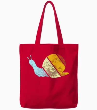 Snail Retro Tote Bags - Red