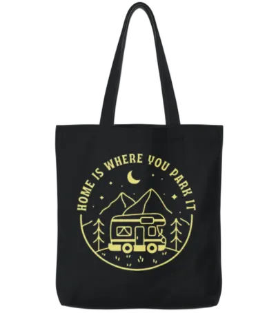 Home Is Where You Park It Tote Bags - Black