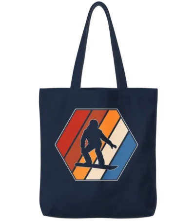 Snowboarding Retro Tote Bags - Navy