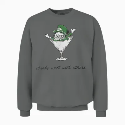 Leprechaun Martini Cocktail St Patrick's Day Unisex Sweatshirt - Graphite Heather
