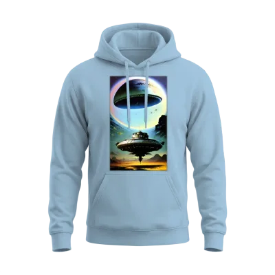 Ufo Retro Unisex Hoodie - Light Blue