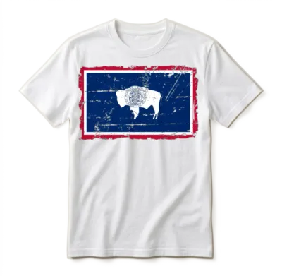 Flag of Wyoming - Vintage Look Unisex T-Shirt - White