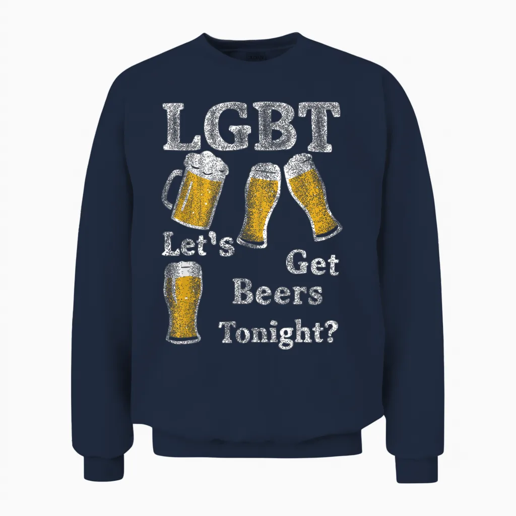 Lgbt Let's Get Beers Tonight Beer Funny Unisex Sweatshirt in Navy