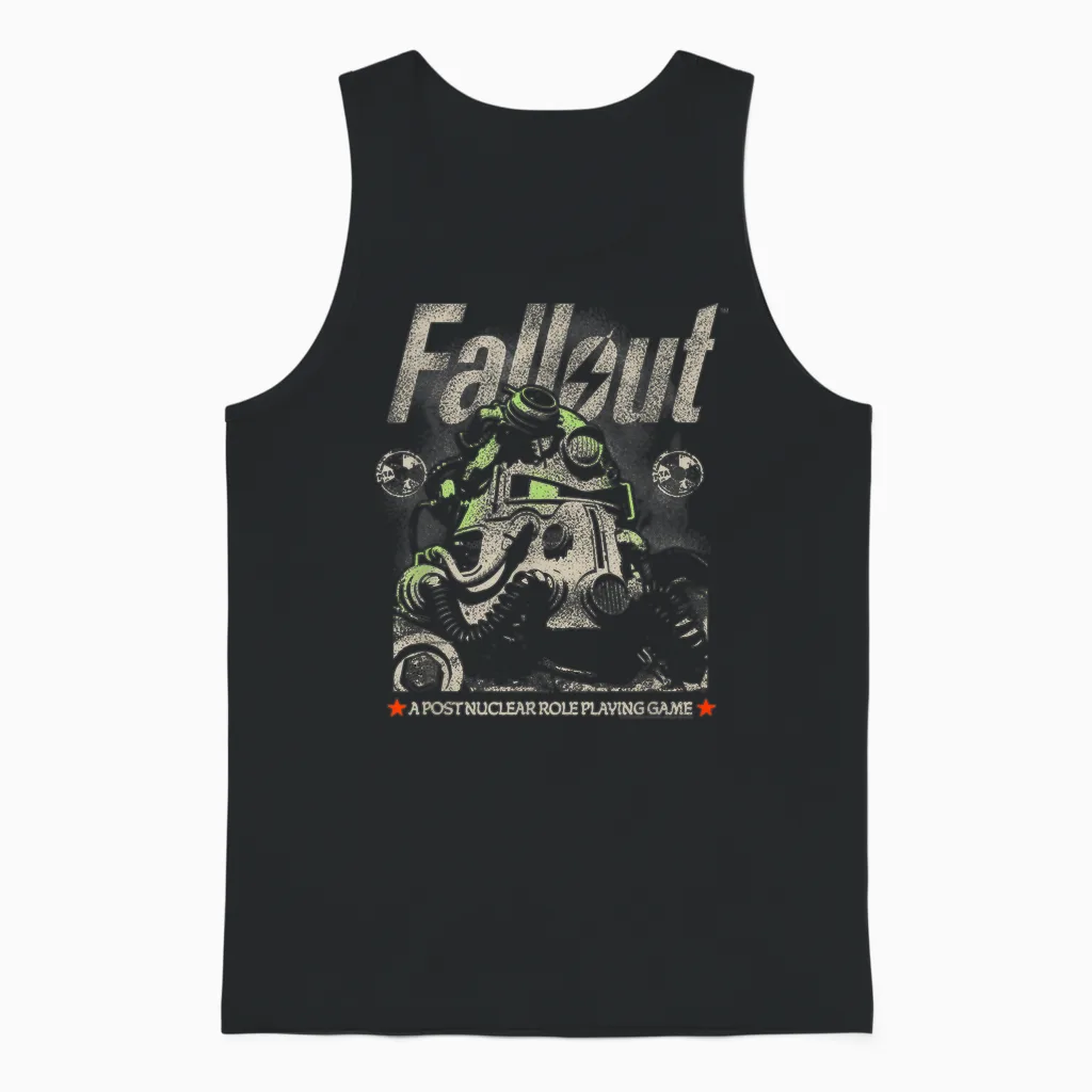 Fallout Video Game Distressed Character Portrait Unisex Tank Top in Black