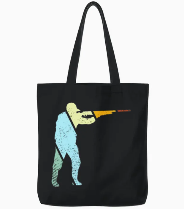 Hunting Retro Tote Bags in Black
