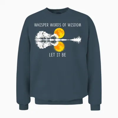 Whisper Words of Wisdom Let-It Be Tshirt Guitar Lake Shadow Unisex Sweatshirt - Dark Heather