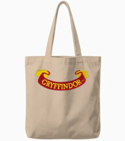 Harry Potter Gryffindor Banner Embroidery Design Tote Bags - Natural