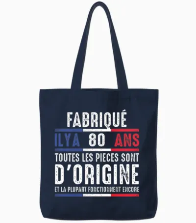 Fabriqué Il Y a 80 Ans Anniversaire Homme Blague Drôle Manche Longue Tote Bags - Navy