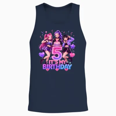 Kids It's My 5th K Pop Birthday Girl 5 Year Old K-Pop Bday Unisex Tank Top - Navy