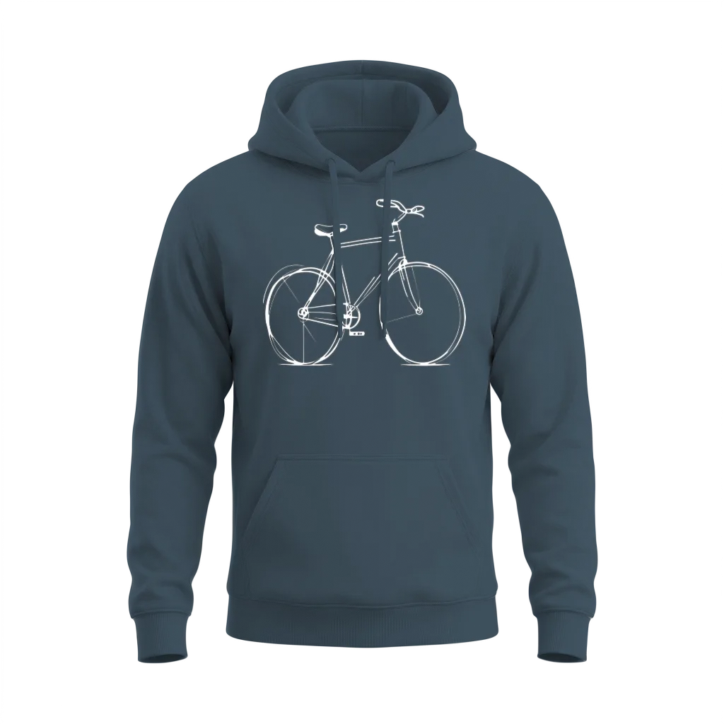 Bicycle Bike Cycle - Line Drawing - Cyclist Biking Unisex Hoodie - Dark Heather