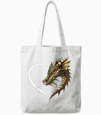 Drachen-T-Shirts Für Damen, Mädchen, Kinder, Drachen-T-Shirt, Herz Tote Bags - White