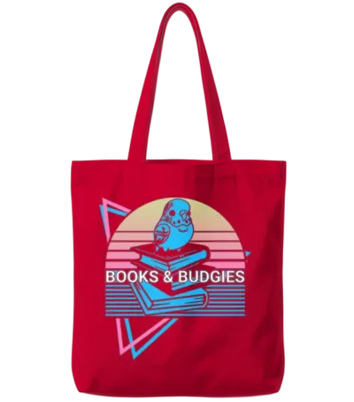 Budgie Parakeet Retro Tote Bags - Red