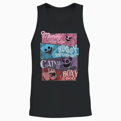 Poppy Playtime Best Friends Forever Distressed Group Shot Unisex Tank Top - Black