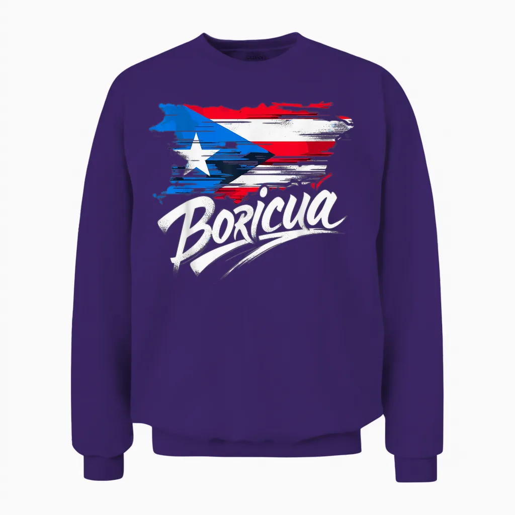 Puerto Rico Flag Boricua Unisex Sweatshirt in Purple