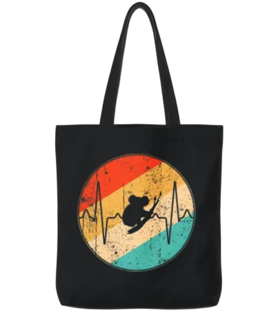 Koala Bear Retro Heartbeat Tote Bags - Black