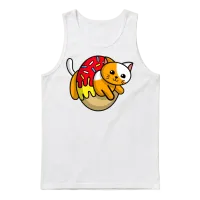 Funny Cat in a Donut — Lovers Unisex Tank Top - White – 1