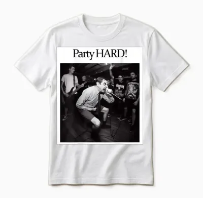 #lele Künstliche Intelligenz Bean T-Shirt Motiv, Party Hard Unisex T-Shirt - White