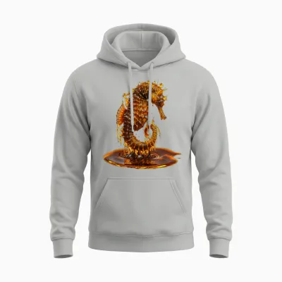 Seahorse Men Women Aesthetic Gold Honey Seahorse Unisex Hoodie - Ash