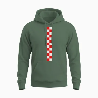 Croatia Sahovnica Arm Stripe Unisex Hoodie - Military Green