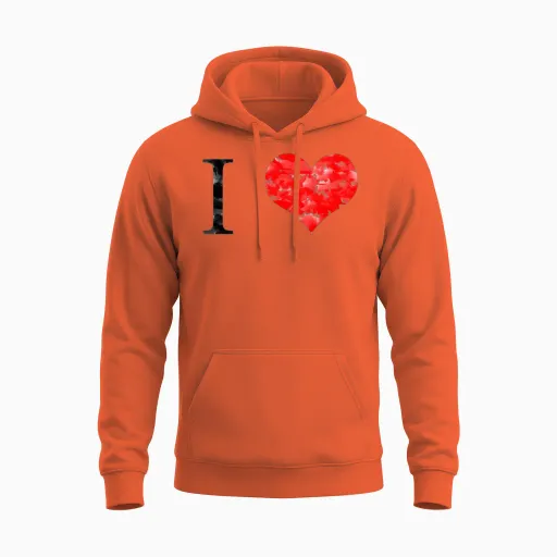 I Love Unisex Hoodie in Orange