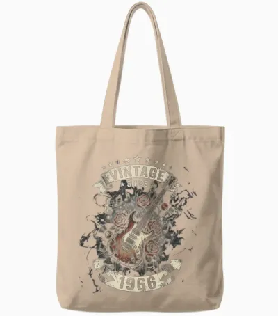Gitarre Zum 60. Geburtstag, Vintage-Stil, Seit 1966, 60 Jahre Alt Tote Bags - Natural