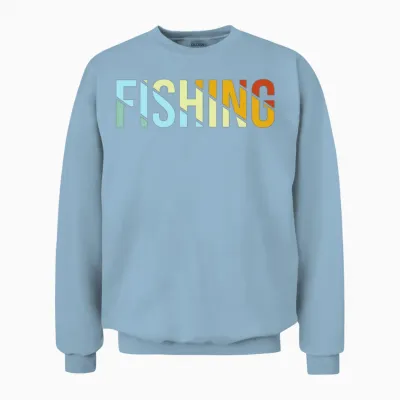 Fishing Retro Unisex Sweatshirt - Light Blue