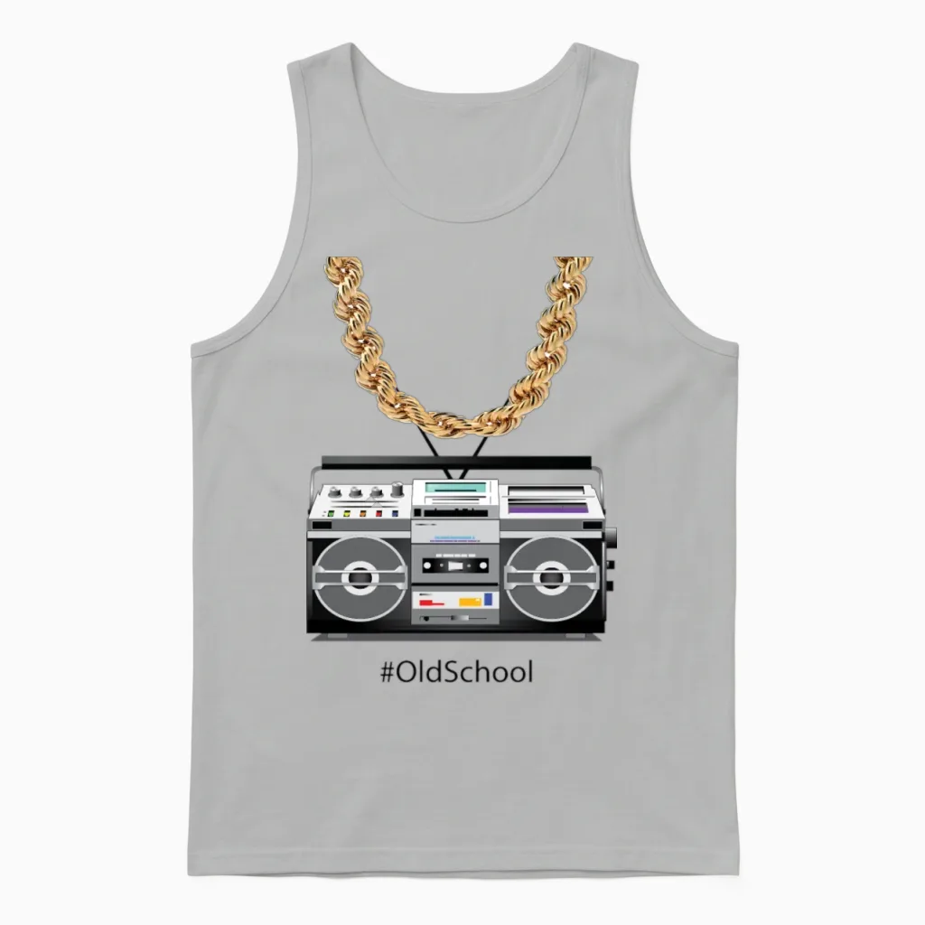 Old School Box and Chain Unisex Tank Top in Ash