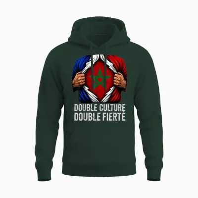 Double Culture Double Fierté Franco Marocain France Maroc Unisex Hoodie - Forest