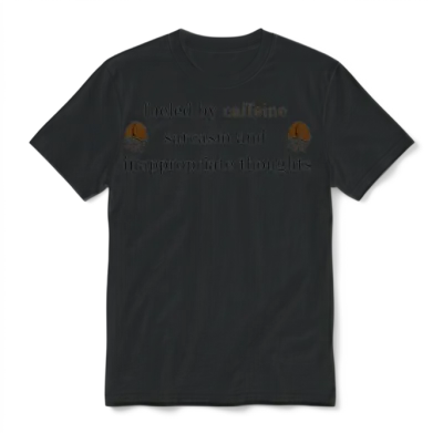 Fueled by Caffeine Sarcasm and Inappropriate Unisex T-Shirt - Black