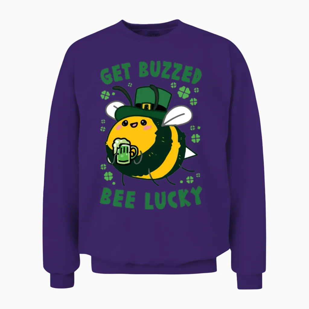Get Buzzed Bee Lucky Unisex Sweatshirt in Purple