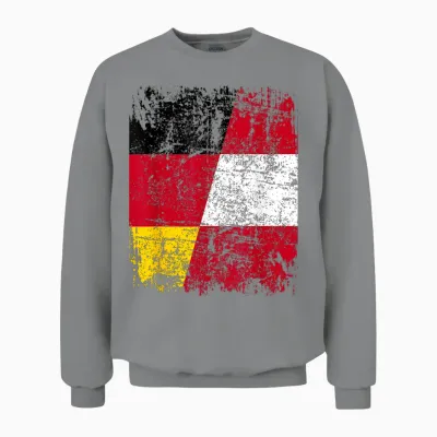 österreich Deutschland Flagge | Damen Herren Kinder Austria Unisex Sweatshirt - Sport Grey