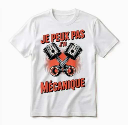 Humour Atelier Je Peux Pas, J’ai Mécanique Cadeau Mécanicien Unisex T-Shirt in White
